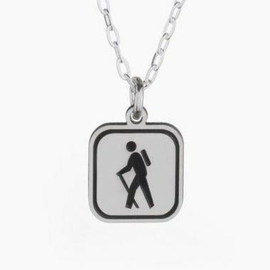 The Bearded Jeweler Hiking Sign Necklace | Hand Crafted Sterling Silver Attractive | * Online